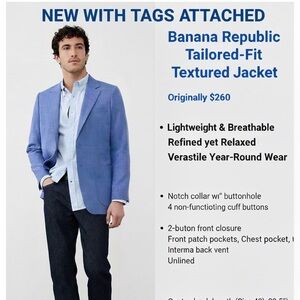 Banana Republic Blue Tailored-Fit Textured Jacket